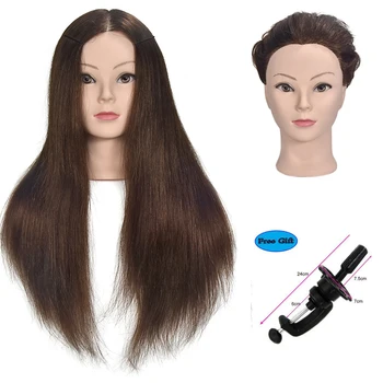 Nov Prihod dolge rjave človeških las, usposabljanje glavo frizerski usposabljanje glavo manekenka za salon brezplačno objemka