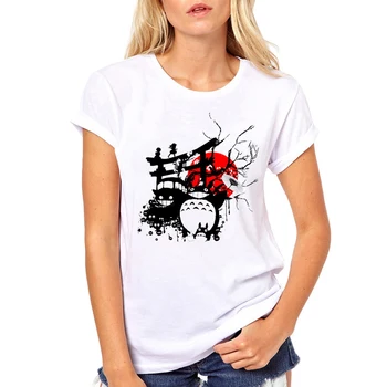 Nova Moda Japonska Žganje, Ženske T-Shirt Smešno Totoro Tiskane Majice Kratek Rokav Tees Hipster Vrhovi