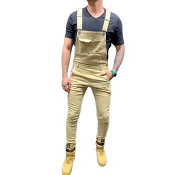 Nova Moda za Moške Jeans Obleka High Street Naravnost Denim Jumpsuits Hip Hop Moške Cargo hlače, Hlače z Oprsnikom Kavboj Moški Jean Dungarees