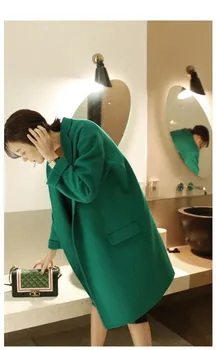 Nove dobre kakovosti volnene plašč 2020 dvostranski kašmir suknji žensk dolgo jakno kolena nad korejski Zelena volna, dlaka ženske