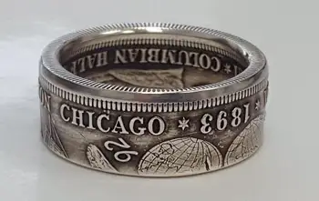 Novi punk retro slogu antičnih kovancev dolar graviranje 1893 Morgan obroč moških in žensk, hip hop odlično pribor prijatelji darila
