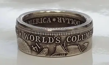 Novi punk retro slogu antičnih kovancev dolar graviranje 1893 Morgan obroč moških in žensk, hip hop odlično pribor prijatelji darila