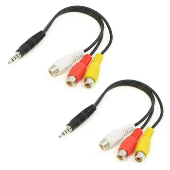Novo 2Pcs 3 RCA Ženski Audio/Video Priključek 3,5 mm Vtičnica Plug Adapter Kabel