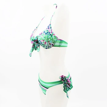 Novo Cvetlični Bowknot Bikini Kopalke za Majhne Prsi Ženske Zadebelitev Underwire Push Up Pokal dvodelne Kopalke DK002 03#