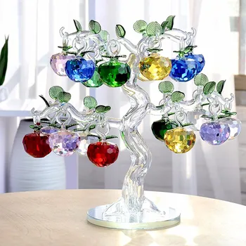 Novo Leto Chirstmas Apple Visi Drevo Cut Kristalno Steklo Multicolor Gladko Jabolka Okraski (12pcs) Božič & Domov Dekoracijo