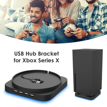 NOVO Navpično Stojalo za Xbox Seriji X z 4 Vrata USB 2.0 Hub Modra Svetloba Zibelka Znanja igralne Konzole Dodatki