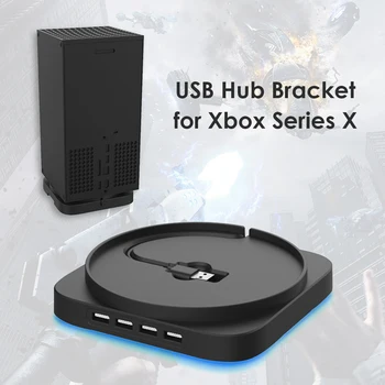 NOVO Navpično Stojalo za Xbox Seriji X z 4 Vrata USB 2.0 Hub Modra Svetloba Zibelka Znanja igralne Konzole Dodatki