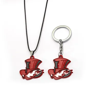 Novo Osebnost Keychain Kovinski P5 Klobuk Rdeče Logotip ključe Obesek Ključ Veriga Obroč llavero Porte Clef Za Moške Avto Ženske Vrečko Nakit