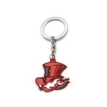 Novo Osebnost Keychain Kovinski P5 Klobuk Rdeče Logotip ključe Obesek Ključ Veriga Obroč llavero Porte Clef Za Moške Avto Ženske Vrečko Nakit