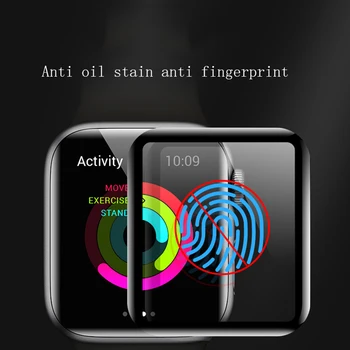 Novo Polno Zajetje Kaljeno Steklo za Apple Watch 4 Full Screen Protector Kritje 40 mm/44 mm Velikost 9H Stekla Film
