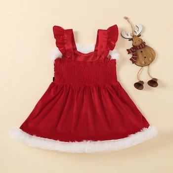 Novorojenega Dojenčka Baby Dekle Božični Kostum Bleščica Obleko Brez Rokavov Princesa Božič Stranka Tutu Fuzzy Obleke