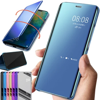 Ogledalo Flip Primeru Za Xiaomi POCO X3 NFC Telefon Primeru PU Usnje Polno Stojalo Pokrov Za Zaščito Xiaomi F2 Pro Redmi Opomba 9 Pro 9, 9A