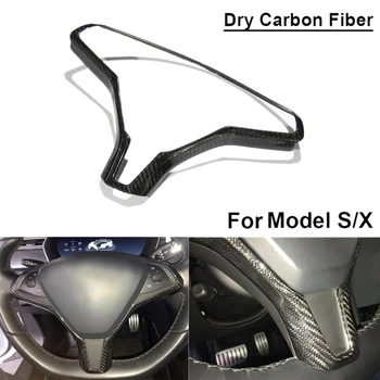 Ogljikovih Vlaken Avto Notranje Volan Okvir Trim Volan Spremenjen Dekorativni Dodatki za Tesla Model S Model X -