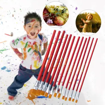 Oljna Slika, Pero, Rdeče Palico Najlon Lase Akvarel Otrok Slikarstvo Ravno Brush Set