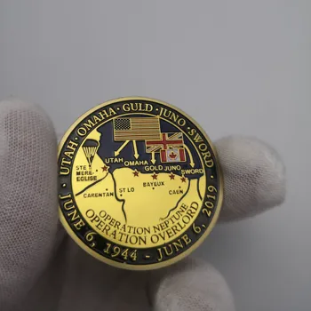 Operacijo Overlord 75. obletnico Normandiji ciljne pozlačeni Kovanec 1944-2019 D-DAN Normandiji v Franciji Priložnostnih Kovancev