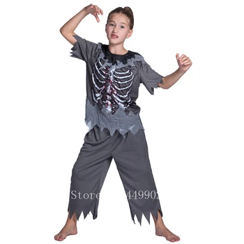 Otrok Igri Grozno Zombi Cosplay Noša Halloween Carnival Grozo Otroci Lobanje Okostje Krvavo Maškarada Stranka Oblačila