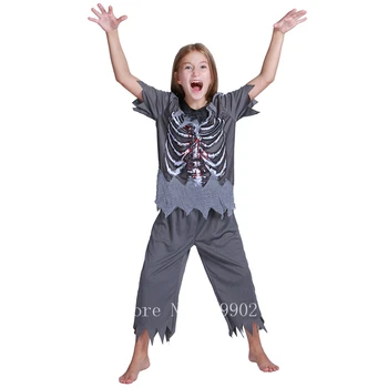 Otrok Igri Grozno Zombi Cosplay Noša Halloween Carnival Grozo Otroci Lobanje Okostje Krvavo Maškarada Stranka Oblačila