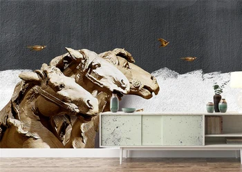 Ozadja fotografije po Meri 3D Stenske Freske Foto Dekorativni Tri-dimenzionalni Konj Barvanje Nalepke Doma Dekor Stenske Freske