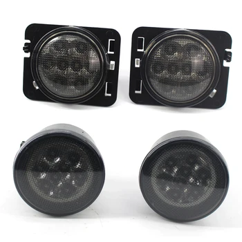 Par LED W/ Fender & Vključite Opozorilne Luči Svetilke Dim Objektiv primerni za 07-17 Jeep Wrangler Svetlo