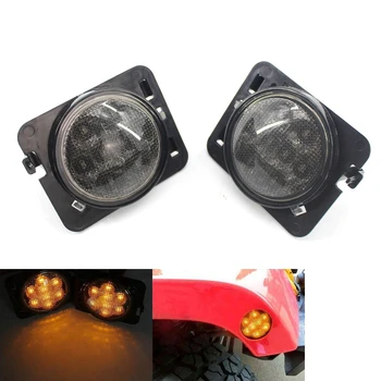 Par LED W/ Fender & Vključite Opozorilne Luči Svetilke Dim Objektiv primerni za 07-17 Jeep Wrangler Svetlo