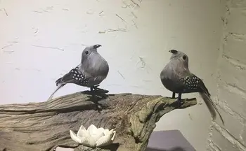 Par mini srčkan simulacije siva ptica, model polietilen & krzno, krzneni izdelki mala ptica darilo približno 14 cm 0676