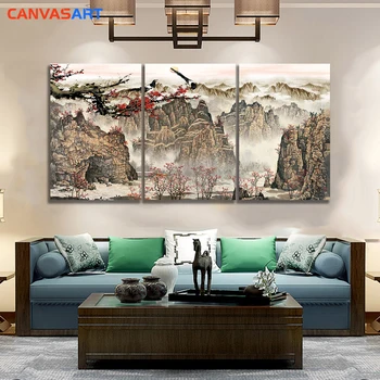 Platno Umetnosti 3 Kos HD Slike Kitajskega Slikarstva Srake Cuadros Decoracion Dormitorio Stenske Slike za dnevno Sobo Oljno sliko