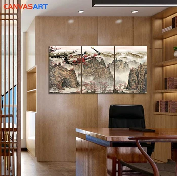 Platno Umetnosti 3 Kos HD Slike Kitajskega Slikarstva Srake Cuadros Decoracion Dormitorio Stenske Slike za dnevno Sobo Oljno sliko