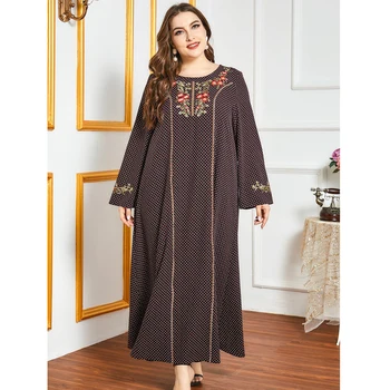Plus Velikost 4XL Abaya Dubaj tam kaftan Maroški Caftan Muslimanske Ženske Maxi Obleko Vezenje, Tiskanje Jilbab Islamska Oblačila Ramadana Abayas