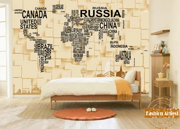 Po meri 3d pismo ozadje zidana države v svetu zemljevid n sodobne dvorec na kocke tv, kavč, spalnico, dnevno sobo, cafe bar ozadju