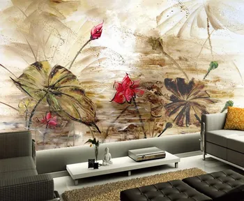 Po meri 3d zidana,Lotus oljna slika, freske de papel parede,hotel, restavracija, bar, dnevni prostor kavč, TV steni spalnice ozadje