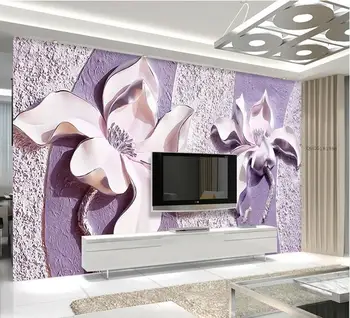 Po meri foto ozadje 3d steno stensko ozadje Vijolično Magnolija 3d relief Cvetje TV ozadje stene papirjev za dnevna soba dekor