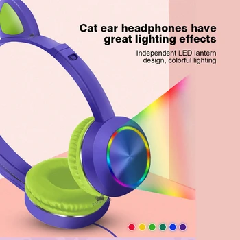 Podatki Žaba LED Mačje Uho Žično Gaming Slušalke Za PS4 PC Overear Igralec Luštna Dekleta Darilo Otroci Slušalke Z Mikrofonom Za Xbox Eno
