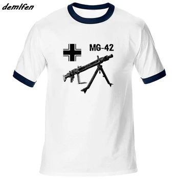 Poletje Moških Bombaž Raglan rokav T-shirt Mg 42 mitraljez Nemčiji po drugi svetovni Vojni T Shirt Casual Moški Hip Hop Tees Vrhovi Harajuku Ulične