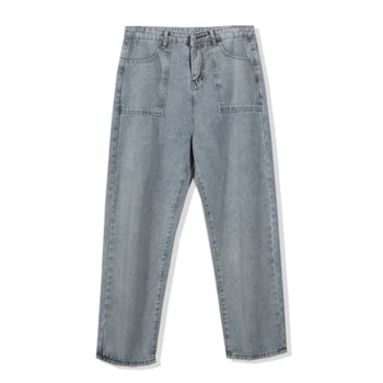 Poletje Naravnost Jeans, Moda za Moške Oprati Priložnostne Retro Jeans Hlače Moški Ulične Divje Svoboden Hip Hop Traper Hlače Moški S-3XL