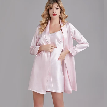 Pomlad/poletje 2020 moda za ženske seksi čezmejnih haljo dva sklopa bo ustrezala sleepwear vezene Nevesta obleke obleka zdrsne