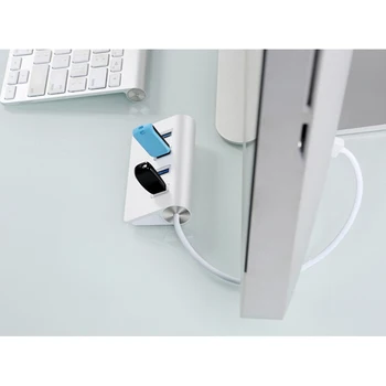 POWSTRO USB HUB Aluminija Mini 4 Port USB 2.0 High Speed HUB Razdelilnik Adapter HUB z Modro LED Za Prenosni RAČUNALNIK Macbook