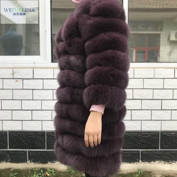 Pravi krzno 2018 lisica krzno telovnik je 90 cm dolg plašč rokavi design ženske DHL brezplačna dostava
