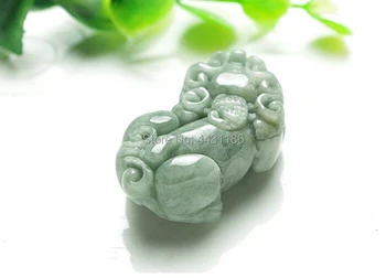 Pravi Naravni Jade Burmi Jadite Strani-Carving PIXiu Srečen Obesek Amulet*Free Box+Noge Ogrlica