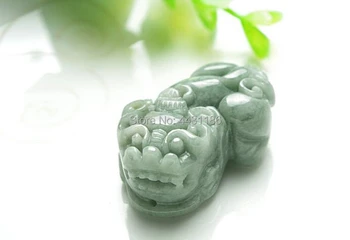 Pravi Naravni Jade Burmi Jadite Strani-Carving PIXiu Srečen Obesek Amulet*Free Box+Noge Ogrlica