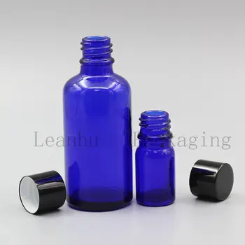 Prazno Modra Eterično olje, Steklenica S Črnim Aluminijastim pokrovčkom, Prenosni Potovanja Kozmetična Embalaža za Steklenice,Steklena Parfum Steklenice