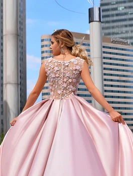 Princesa Dolgo Split Strani Večerne Obleke Za Dubaj Arabski 2020 Haljo De Soiree Beading Cvet Prom Oblačenja Saten Stranka Obleke Kaftans