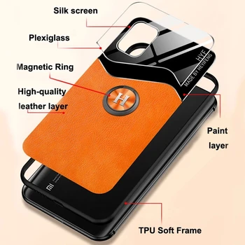 PU Usnje Teksturo Mix Pixleglass Primeru Telefon Za Xiaomi Mi 10 Ultra Note10 Pro Opomba 10 Lite Svetlobe Zaščitni Obroč Nosilec Zajema