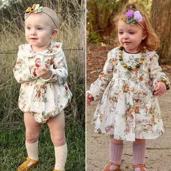 Pudcoco 2020 Malo/Velika Sestra Baby Dekle Otroci Cvjetnim Tiskanja Romper Obleko Malčka Ujemanja Obleke
