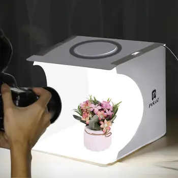 PULUZ 20 cm Mini LED Obroč Svetlobe polje Lightbox Foto Studio Polje Fotografija Svetlobe Studio za Fotografiranje Šotor Polje Komplet & 6 Barvno Kulise