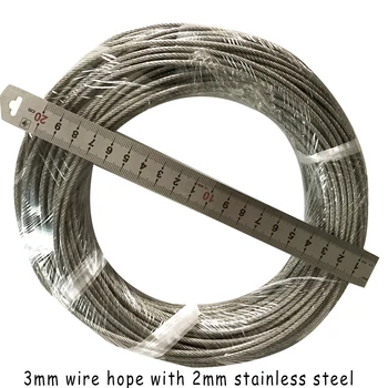 PVC Plastike, Prevlečene iz Nerjavnega Jekla Žica RopeOverall Premera 3 mm Žica črto oblačila 3,0 MM Žična Vrv Z 2,0 MM, iz Nerjavnega Jekla