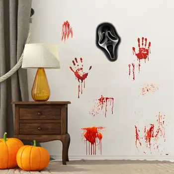 PVC Vrata Stekla Nalepke Halloween Grozo Krvi Handprint Grafiti Straši Okno Bar Dnevna Soba, Spalnica Dekoracijo