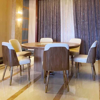 Razkošje svetlobe post-moderni hotelski restavraciji pogaja masivnega lesa stol prodajni oddelek high-end usnje umetnosti stol LX103105