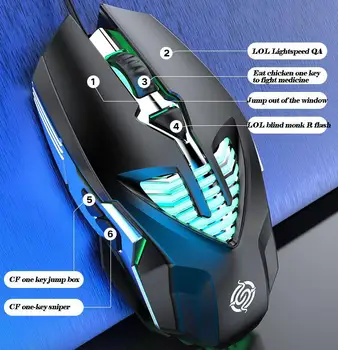 Računalnik Gaming Miška 6-tipka Kovinski Miško Programabilni Ergonomska Oblika Žično Gaming Miška za Namizni Prenosni Igre Pribor