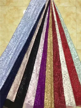 Ree dostava (5yards/pc), ki sije sequins vezene Afriške kroglice čipke tkanine v mornarsko modri visoke kakovosti za stranko obleko roza