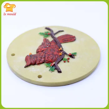 Reliefni Božič veje red bird silikonsko plesni listi reliefni milo sveča kosov aromaterapija mavca okraski obesek orodje